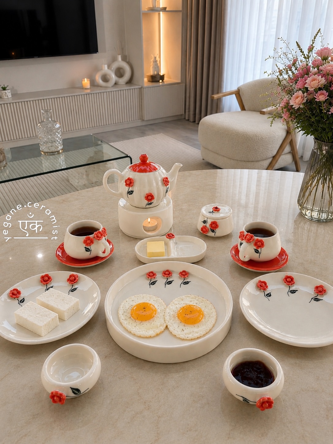 سرویس صبحانه خوری گل برجسته فوق زیبا